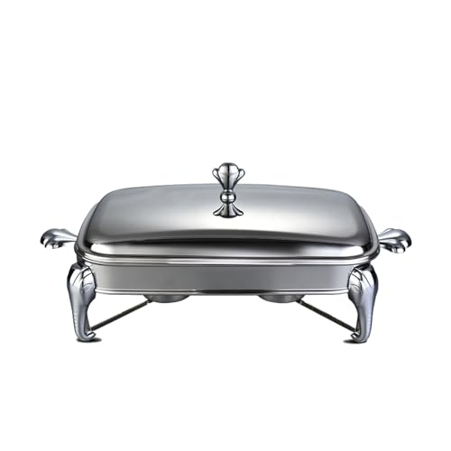 Buffet Chafing Dish, Edelstahl Warmhaltebehälter Thermostat-Töpfe Speisewärmer mit griff,Essenserwärmung für Catering Party Hochzeit Buffet(Silver,2.4L) von XYUERU