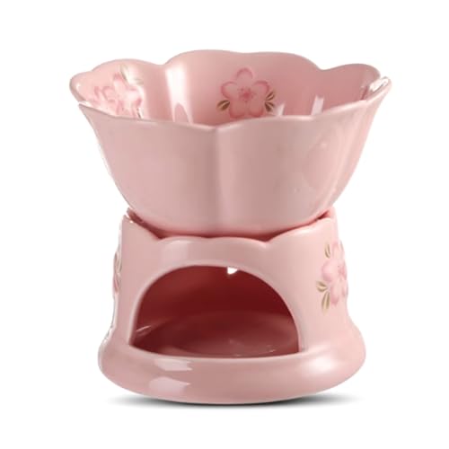 Ceramic Fonduetopf Set, Fondue Pot Set for Cheese Chocolate Tea Candle Fondue Set, Porcelain Melting Pot Heating Food Warmer for Families Party(Pink) von XYUERU