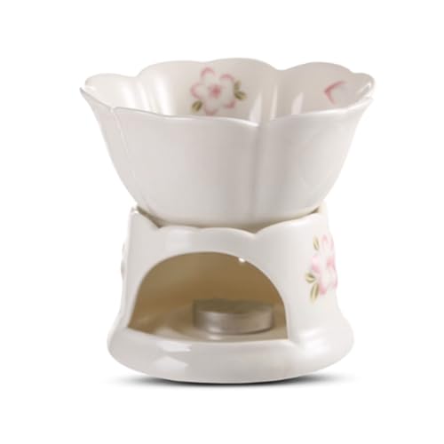 Ceramic Fonduetopf Set, Fondue Pot Set for Cheese Chocolate Tea Candle Fondue Set, Porcelain Melting Pot Heating Food Warmer for Families Party(White) von XYUERU