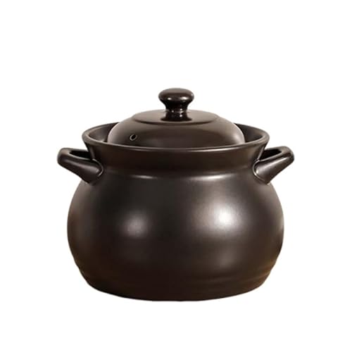 Chinesischer Keramik-Kochtopf,Auflaufform Mit Deckel,Ton Reistopf,Hitzebeständiger Irdener Topf Suppentopf Eintopf Doppelgriff Stielkasserolle Für Küchenkochgeschirr(2.1L) von XYUERU