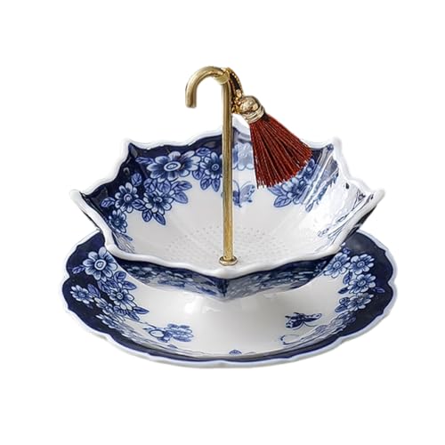 Elegantes Teesieb aus Porzellan, Retro Teefilter Für Zuhause,Keramik Teesieb Kung fu Teezubehör für Teeliebhaber Dreieckiger Lose Teeblätter(Blue) von XYUERU