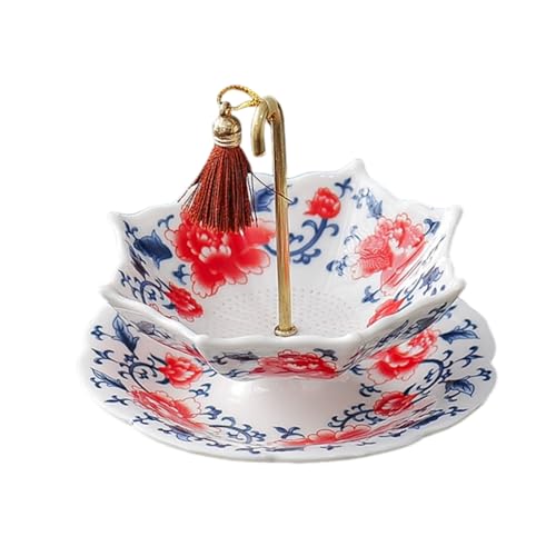 Elegantes Teesieb aus Porzellan, Retro Teefilter Für Zuhause,Keramik Teesieb Kung fu Teezubehör für Teeliebhaber Dreieckiger Lose Teeblätter(Red) von XYUERU