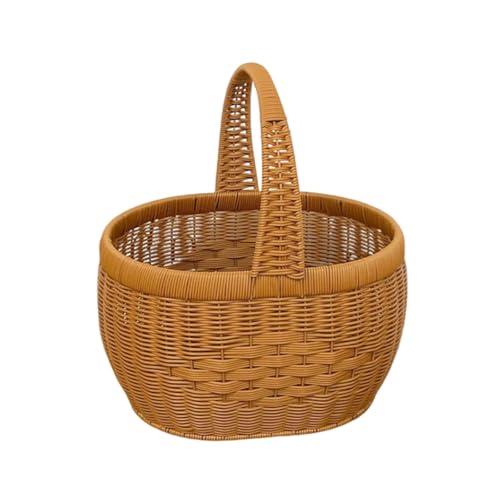 Handgewebter Aufbewahrungskorb,Gewebter Einkaufskorb Aus Rattan Im Landhaus stil, Obstkorb Aufbewahrungskorb Für Obst Snacks Picknick von XYUERU