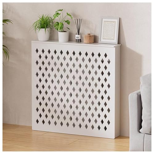 Heizkörperabdeckung, weiße Lamellenabdeckungen for Schrankheizungen, Zaunpaneel, Heizkörperregal for Wohnzimmer, Schlafzimmer, Flur(60x60x20cm) von XYUERU