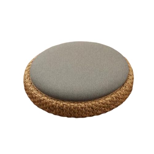 Japanisches Sitzkissen Tatami Bodenkissen Sitzkissen,Rundes Kissen Handgemachte Gewebt Heimdekorativer Sitz Bodenkissen,für Wohnzimmer Office Tea House Restaurant Apartment Balkon(Gray) von XYUERU