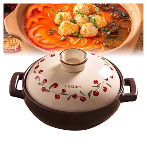 Keramik Kasserolle Pot,Japanische Kochen,Suppentopf Clay Kochtopf Ton Kochtopf for Bibimbap Hot Pot Auflauf Suppe(2L) von XYUERU