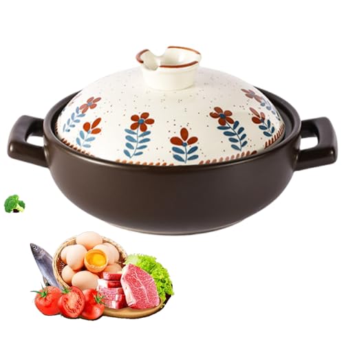 Keramik-Kasserolle Tontopf Kochgeschirr Japanischer Hot Pot Kochtopf Hochtemperatur-Eintopf for Kochen von Bibimbap und Suppe(4L) von XYUERU