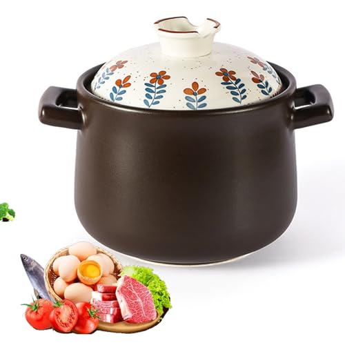Keramik-Kasserolle Tontopf Kochgeschirr Japanischer Hot Pot Kochtopf Hochtemperatur-Eintopf for Kochen von Bibimbap und Suppe(5L) von XYUERU