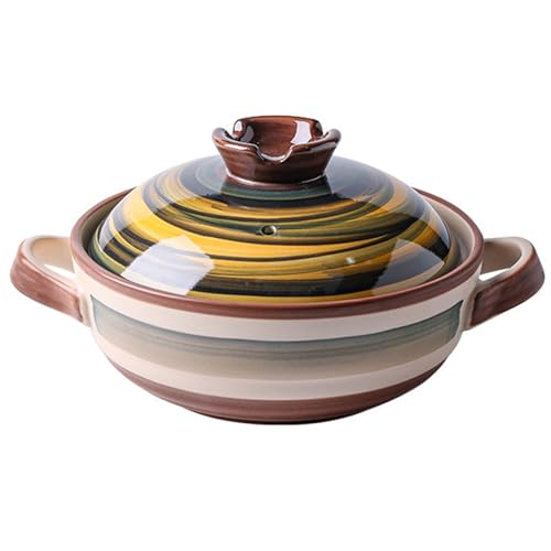 Keramiktopf Japanischer Tontopf Mit Deckel,HitzebestäNdig Donabe Suppentopf,Auflauf Suppe Kochgeschirr Japanischer Sumi Kannyu Donabe(2.5L) von XYUERU
