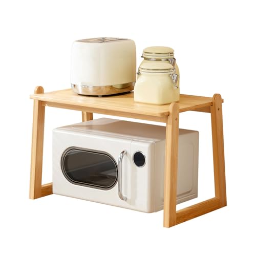 Küche Tisch Gewürze Regal, Coffee Mug Holder aus Bambus, Mikrowellenhalter Organizer Küchenregal Stehend, Desktop Storage Shelf für Zuhause und drinnen(60cm) von XYUERU