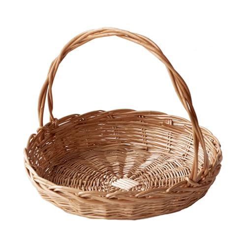 Picknickkorb Rattan Korb,Handgewebtes Gewebter Obstkorb mit Griff,Aufbewahrungskorb aus Weidengeflecht,Einkaufskorb für Camping Gemüse Pickeln, Camping(22x22x20cm) von XYUERU