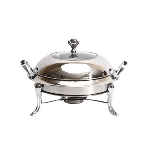 Rund Chafing Dish Set, Edelstahl Speisewärmer mit Deckel,Edelstahl Warmhaltebehälter Herd Chafing Dish,für Catering Studentenwohnheime Buffet Camping Hochzeit Party(26cm) von XYUERU