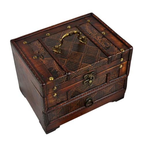 Schmuckkasten Holz, Retro Schmuckkoffer mit Schubladen Spiegel,Schmuckaufbewahrung Aufbewahrungsbox Organizer,Schmuckkoffer für Ringe Ohrringe Halsketten Schmuckkasten Holz, Retro Schmuckkoffer mit Schubladen Spiegel,Schmuckaufbewahrung Aufbewahrungsbox Organizer,Schmuckkoffer für Ringe Ohrringe Halsketten von XYUERU