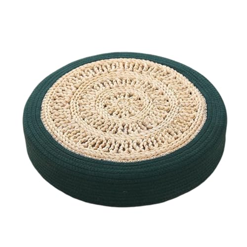Tatami Bodenkissen,Gewebte runde Japanischer Stil Sitzkissen,Handgewebte Sitzkissen Hocker Bodensitze für Wohnraum Garten Schlafen Bür(Green,40x6cm) von XYUERU