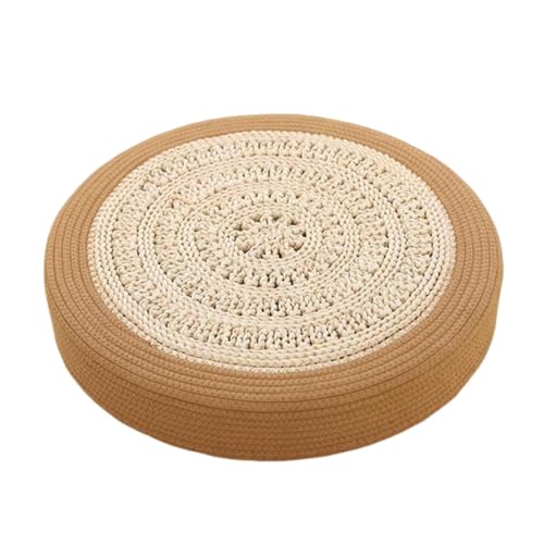 Tatami Bodenkissen,Gewebte runde Japanischer Stil Sitzkissen,Handgewebte Sitzkissen Hocker Bodensitze für Wohnraum Garten Schlafen Bür(Yellow,40x6cm) von XYUERU