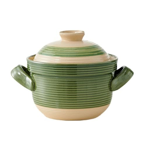 Vintage Keramik Suppentopf, Traditioneller Japanischer Tontopf Auflauf,Hochtemperatur Auflauftopf Mit Deckel Hot Pot Eintopf Mit Griffdesign,fur Köcheln Langsames Schmoren(3L) von XYUERU