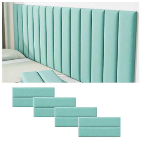 XYUERU 4 Stück Wandpaneele Selbstklebend Kopfteil Bett,Wandpolster Samt,Antikollisions Bettkopfteil,Wandaufkleber,Kinderzimmer-Wandmatten(Blue) von XYUERU