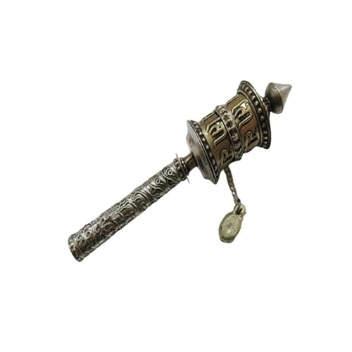 XYUERU Buddhistische Gebetsmühle, Tibetische spezielles Handwerk Handkurbel Handgebetsmühle Kunststoff Zubehör Schnitzereien Tibetisch(Brass) von XYUERU