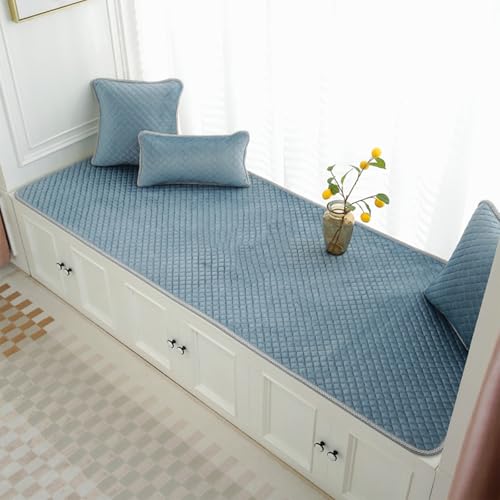 XYUERU Erkerfensterunterlage, Window Sill Mat Floor to Ceiling Carpet Balcony Mat Matt Mat Bay Window Carpet Cover Floor Mat(Blue,90x180cm) von XYUERU