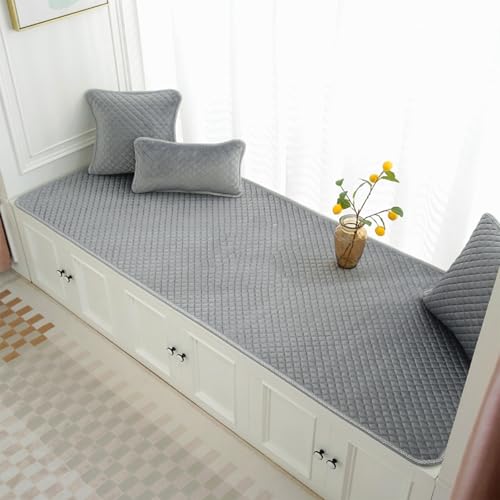 XYUERU Erkerfensterunterlage, Window Sill Mat Floor to Ceiling Carpet Balcony Mat Matt Mat Bay Window Carpet Cover Floor Mat(Gray,90x180cm) von XYUERU
