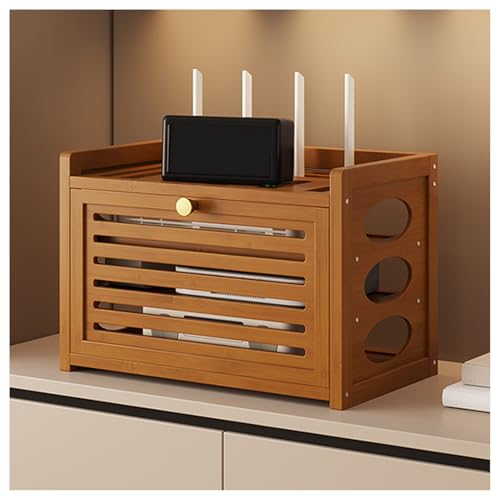 XYUERU Home Router Aufbewahrungsbox,Versteckte WiFi Netzwerk Set-Top Box,Kabelmanagement, Abdeckung Organized Power,Schwebendes Regal für Zuhause, Schlafzimmer, Wohnzimmer(Brown) von XYUERU