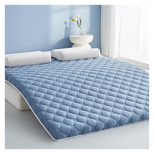 XYUERU Japanische Tatami-Bodenmatratze, Japanische Bodenmatratze, Futonmatratze, Dicke Bodenmatratze, Tragbare Faltbare Schlafmatte, für Einzel-, Doppel- und Queensize-Bett(Blue,0.6x1.2m) von XYUERU