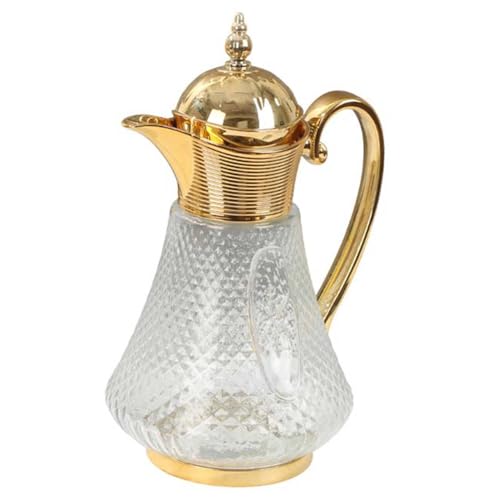 XYUERU Kaffeekanne im arabischen Stil, 1800 ml Teekanne, tragbare Wasserflasche, Wasserkocher for heißen und kalten Tee im Vintage-Stil for zu Hause(Gold) von XYUERU