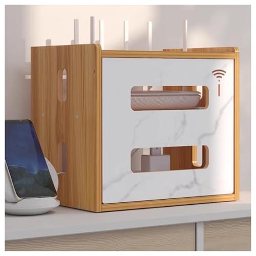 XYUERU Router Aufbewahrungsbox,Set-Top-Box Kabel Router Kasten WLAN Verstecken Box,Abdeckung Organized Power,Cable Tidy Aufbewahrung Schrank(Brown) von XYUERU