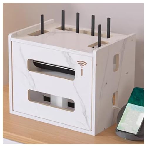 XYUERU Router Aufbewahrungsbox,Set-Top-Box Kabel Router Kasten WLAN Verstecken Box,Abdeckung Organized Power,Cable Tidy Aufbewahrung Schrank(White) von XYUERU