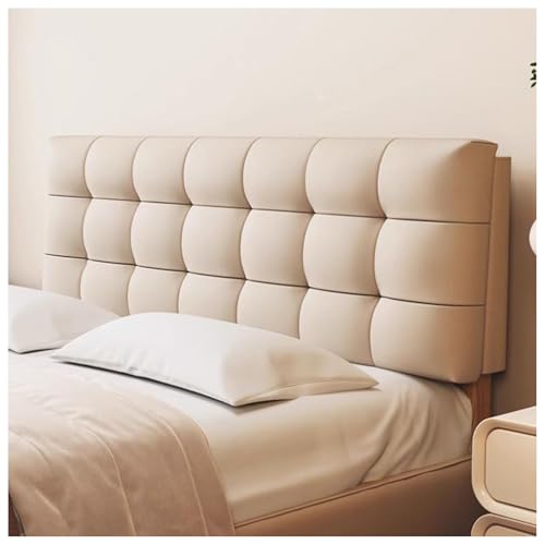XYUERU Rückenlehne Lesekissen Bett Kopfteil Kissen, PU-Leder kollisionssicher Kopfteilbezug,Großes Kopfteil Rückenlehne Stützkissen für Schlafzimmer(Beige,120x60x20cm) von XYUERU
