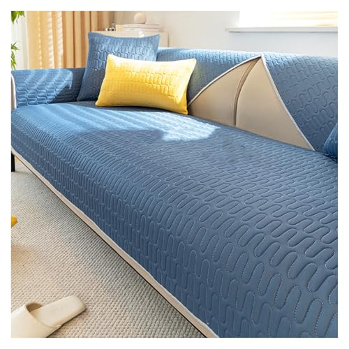 XYUERU Sofa Überzug, Atmungsaktiv Ice Silk Sofabezug Kühlendes Sofakissen für Den Sommer, rutschfest waschbar Couchbezug, Schonbezüge Wohnzimmer(Blue,90x70cm) von XYUERU