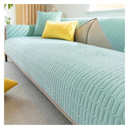 XYUERU Sofa Überzug, Atmungsaktiv Ice Silk Sofabezug Kühlendes Sofakissen für Den Sommer, rutschfest waschbar Couchbezug, Schonbezüge Wohnzimmer(Green,90x210cm) von XYUERU