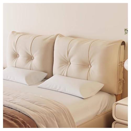 XYUERU Verdickung Hussen BettKopfteil Bezug,Lesekissen Bettkopfteil Hussen Stretch,Bett-Rückenlehne Staubdichter Schutz,Abnehmbarer Kopfteilbezug(Beige,200x60x12cm) von XYUERU