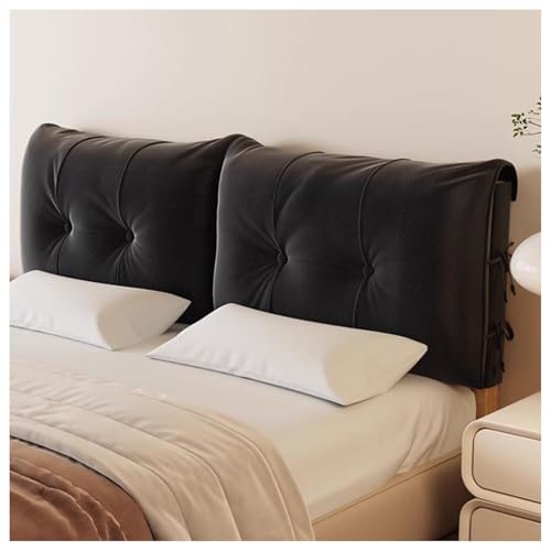 XYUERU Verdickung Hussen BettKopfteil Bezug,Lesekissen Bettkopfteil Hussen Stretch,Bett-Rückenlehne Staubdichter Schutz,Abnehmbarer Kopfteilbezug(Black,150x60x12cm) von XYUERU