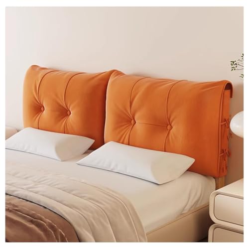 XYUERU Verdickung Hussen BettKopfteil Bezug,Lesekissen Bettkopfteil Hussen Stretch,Bett-Rückenlehne Staubdichter Schutz,Abnehmbarer Kopfteilbezug(Orange,150x60x12cm) von XYUERU