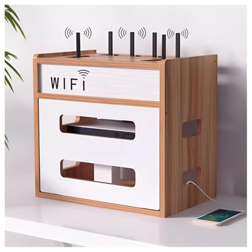 XYUERU WiFi Router Aufbewahrungsbox,Router Cable Organizer Box, Kabel Aufbewahrungsbox Verstecken Schrank für Desk Bedroom Apartment von XYUERU