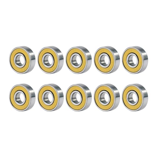 10 Stück Inline-Skate-Kugellager, tiefe Rillenkugeln, 608RS, ABEC-9 Miniatur-Kugellager, Karbonstahl-Langplattenlager for Skateboards(Yellow) von XYVXGGRM
