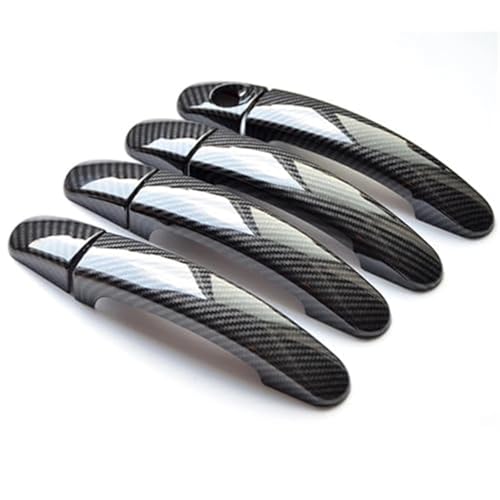 XYWOPO For Ford, for Focus, MK3 Mk2 Fließheck Escape Kuga Kohlefaser Autotürgriffabdeckung Schutz Catch Cap Aufkleber Autotürgriffabdeckung(Black 1 Hole No Smart) von XYWOPO