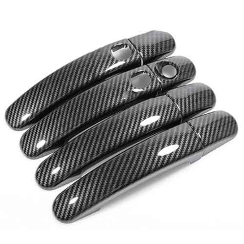 XYWOPO For Ford, for Focus, MK3 Mk2 Fließheck Escape Kuga Kohlefaser Autotürgriffabdeckung Schutz Catch Cap Aufkleber Autotürgriffabdeckung(Black 3 Holes Smart) von XYWOPO