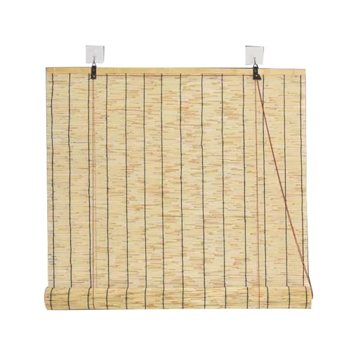 Natur Rollo Bambus Outdoor 200x250cm, Handgewebt Schilfvorhänge, Blackout Bambusrollo, Jalousien Aus Bambus Außen, Durchscheinend Rollo Bambus, Bambusrollo Fenster von XYXHEII