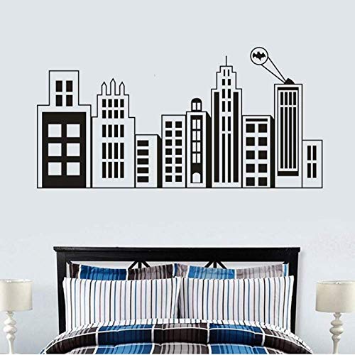 Wandaufkleber 115Cm * 57Cm Batman Gotham City Wandtattoo Gebäude Silhouette Wandaufkleber Superheld Thema Kinderzimmer Dekoration Batman Vinyl Wandbilder von XYXZGM