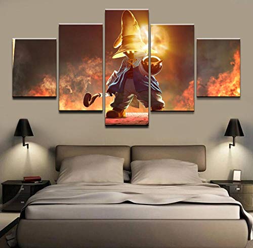 XYZNB Leinwanddrucke Gemälde 5 Panel Black Mage Spiel Final Fantasy Ix Gemälde Moderne Wandkunst Leinwand Bild Dekor Größe 2 von XYZNB