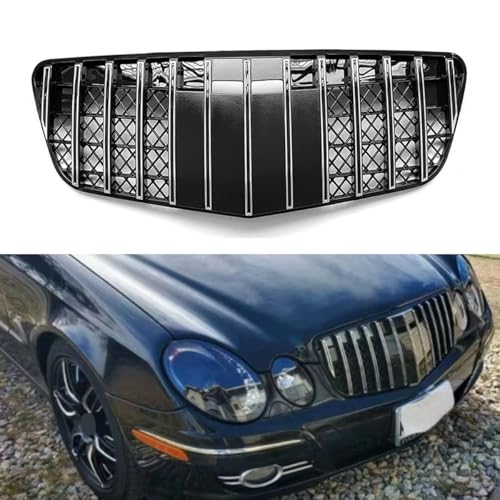 XYghzh Nieren Schwarz Kühlergrill Streifen für Mercedes-Benz E-Class W211 GT 2006-2008, Doppelsteg Sport Kühlergrill, Schwarz von XYghzh