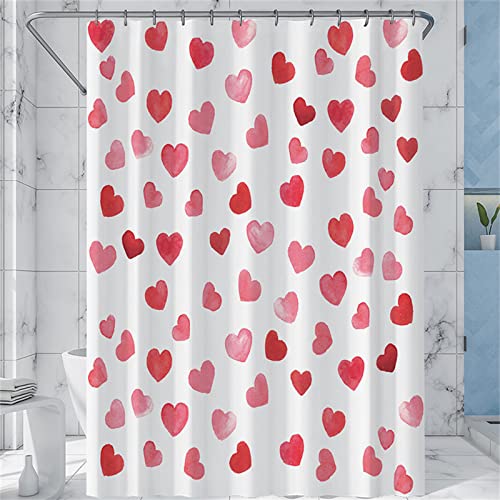 Duschvorhang Herzen, Wanne Dicker Badewannenvorhang, 3D-Digitaldruck Shower Curtain, Waschbar, wasserabweisend & pflegeleicht, 12 Haken, Outdoor Curtains Badezimmer Vorhang Dekoration,150x180cm von XYueww