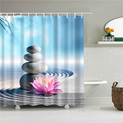 XYueww Duschvorhang, Blume aus Stein 3D Digitaldruck Erwachsene Kinder Badewanne Antischimmel Shower Curtains, Duschvorhänge mit Vorhanghaken Badezimmer Vorhang Outdoor Badewannenvorhang,200x200cm von XYueww