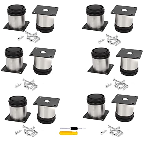 XZ xianzhanEU 12 STK Verstellbare Möbelfüße Edelstahl, Mobelfusse Höhenverstellung Schwarz für Schreibtisch Sofa Schränke, mit 48 × Schraube + Schraubendreher von xianzhanEU