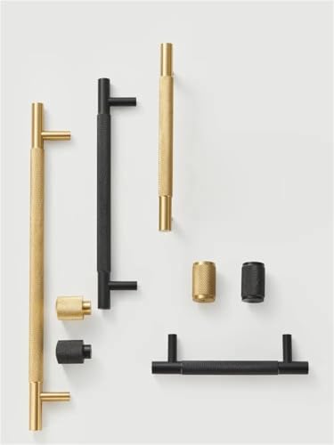 XZAVTKLW Kreuz Rändel Muster Gold Schwarz Küche Griffe Kleiderschrank Pull T-bar 500mm Lange Verfügbar Küche 1Pcs(CH036-BLK-320380) von XZAVTKLW