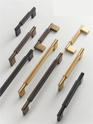 XZAVTKLW Massiv Messing Rändelung Gebürstet Kreuz Messing Schrank Lange Gerät Pull Bar Möbel Kühlschrank 1Pcs(CH050-BLK-192214) von XZAVTKLW