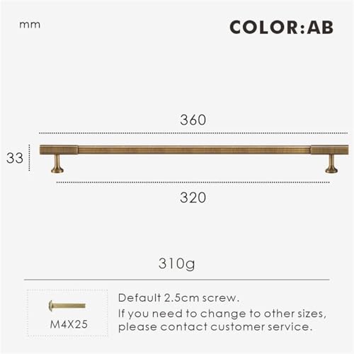 XZAVTKLW Massiver Messing Art Deco Vertikale Linien Linear Küchenschrank Schlafzimmer Kleiderschränke Langer Schubladengriff 1Stk(CH010-AB-320360) von XZAVTKLW