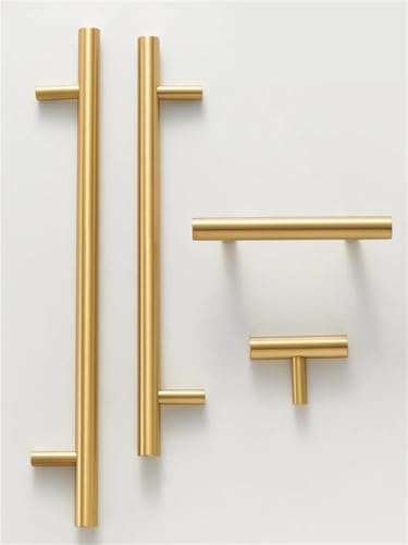 XZAVTKLW Massiver Messing Rundstab T-förmiger Schrankgriff Erweiterte Lange Schublade Kühlschrank Küchentür 1St(Gold-T-BAR 50mm) von XZAVTKLW